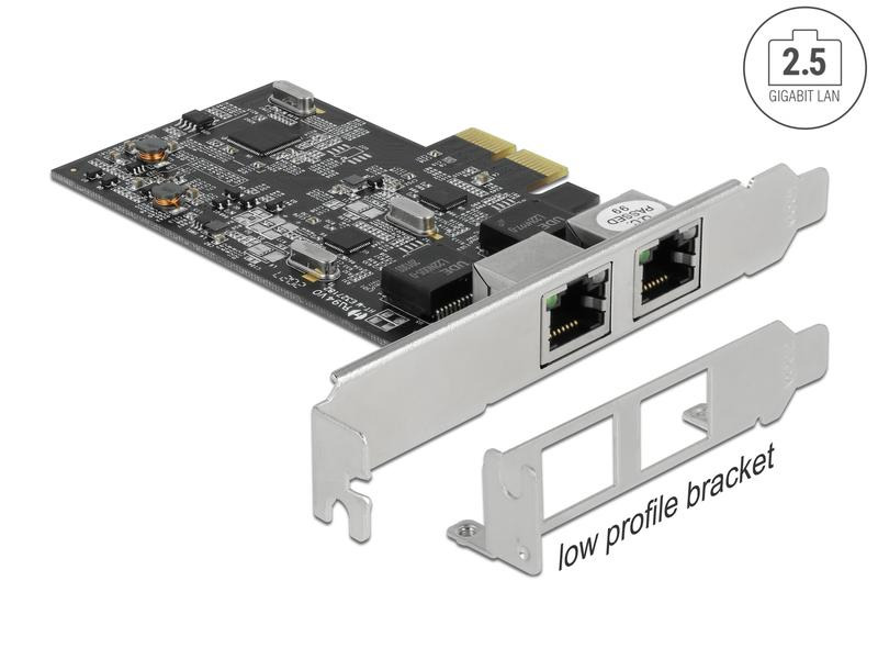 Delock Netzwerkkarte 2x 2.5 Gbps RJ-45 PCI-Express x2