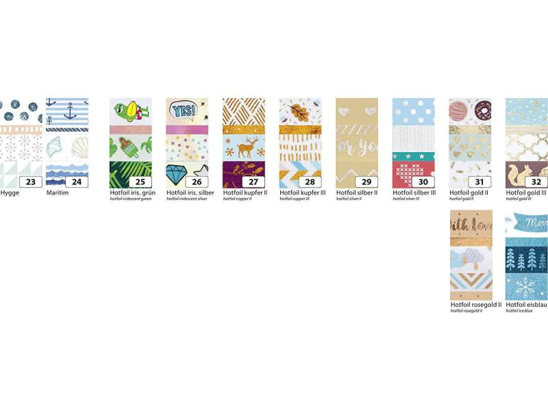 Folia Washi Tape Hotfoil Gold/Weiss/Blau