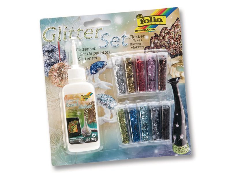 Folia Glitzerset Flocken, 10 Farben