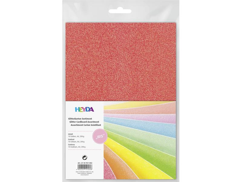 Heyda Glitzerkarton Iris 10 Blatt à 200g/m², A4
