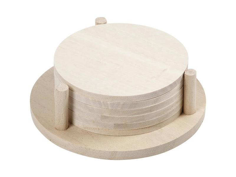 Creativ Company Holzartikel 9.5 cm Untersetzer, 6 Stück