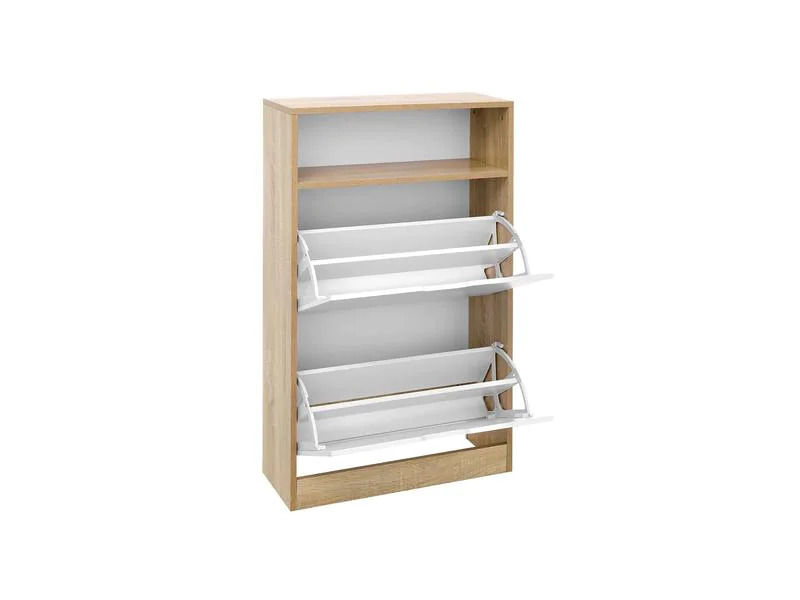 VASAGLE Schuhregal mit Klappen Braun/Weiss