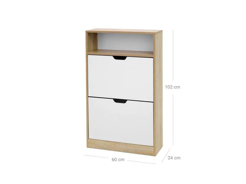 VASAGLE Schuhregal mit Klappen Braun/Weiss