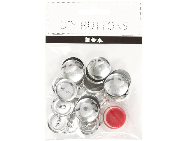 Creativ Company Knöpfe DIY Ø 22 mm 12 Stück, Silber