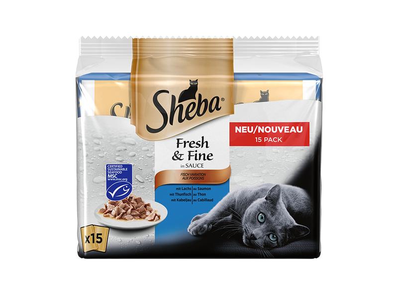 Sheba Nassfutter Fresh &amp; Fine Sauce Fisch Variation, 15 x 50g