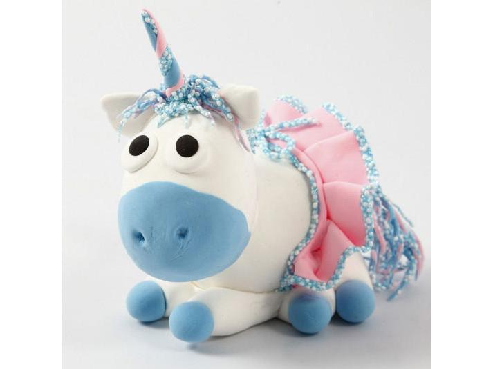 Creativ Company Modellier-Set Foam &amp; Silk Clay Set Einhorn, Blau