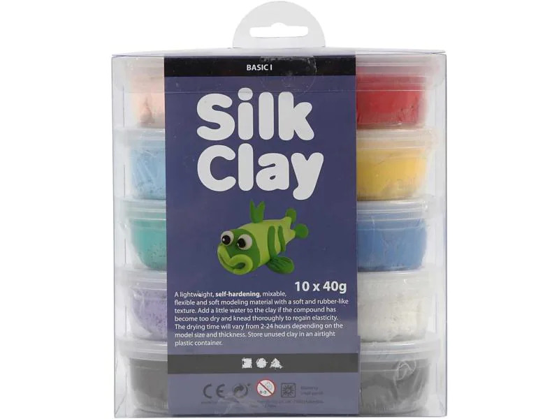 Creativ Company Modellier-Set Silk Clay 10 x 40 g Mehrfarbig