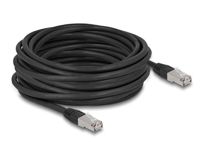 Delock Patchkabel Outdoor Cat 6A, S/FTP, 10 m, Schwarz