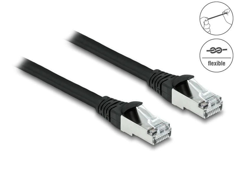 Delock Patchkabel Outdoor Cat 6A, S/FTP, 2 m, Schwarz