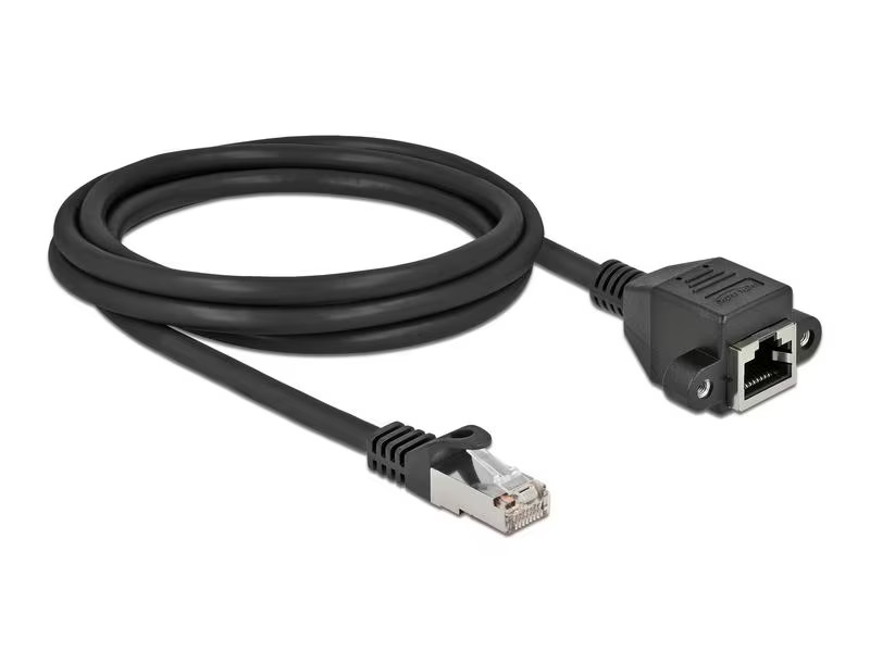 Delock Patchkabel Verlängerungskabel Cat 6A, S/FTP, 2 m, Schwarz