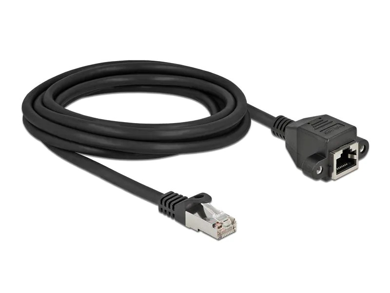 Delock Patchkabel Verlängerungskabel Cat 6A, S/FTP, 3 m, Schwarz