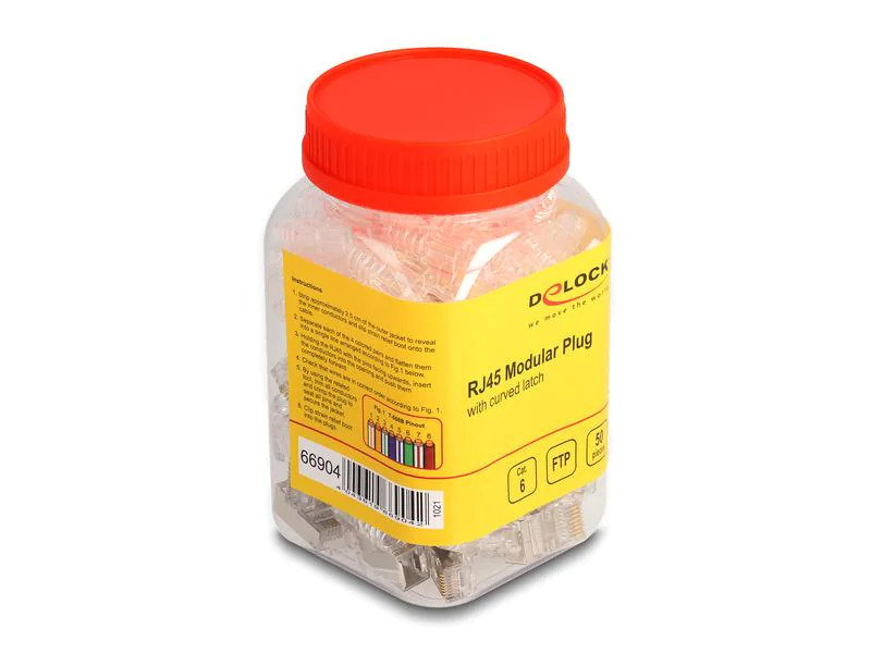 Delock Stecker RJ45, FTP, Cat.6 50 Stück, Transparent