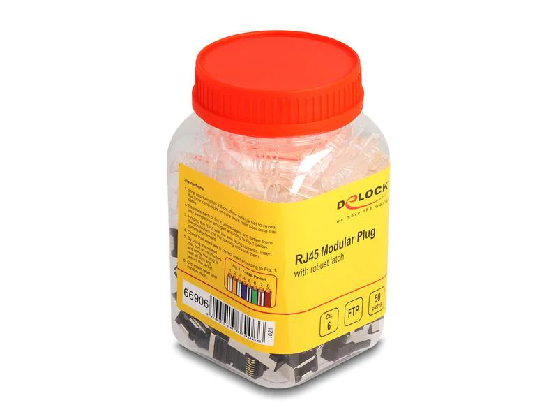 Delock Stecker RJ45, FTP, Cat.6 50 Stück, Transparent