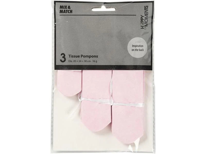 Creativ Company Pompons 20 + 24 + 30 cm 3 Stück, Rosa