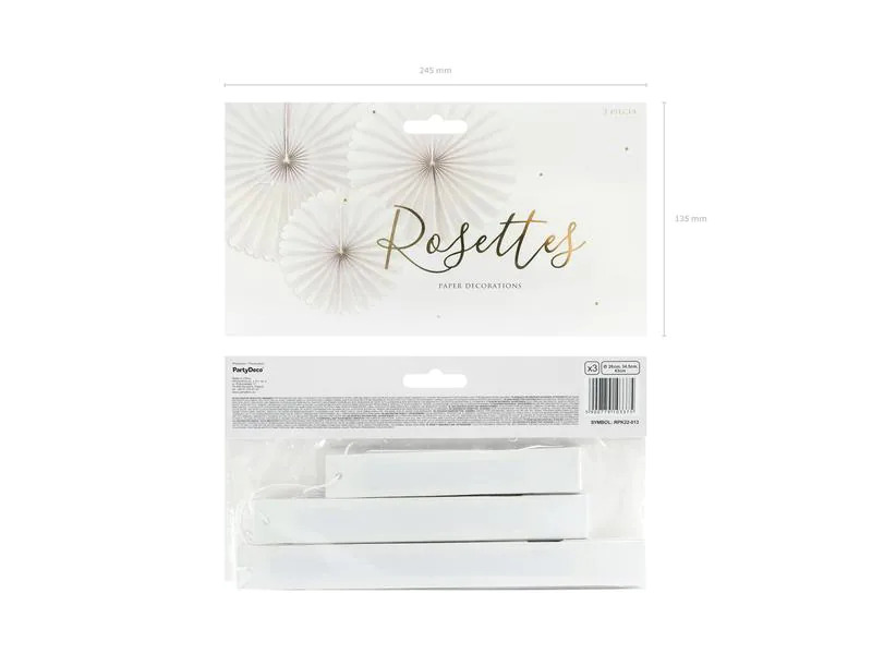 Partydeco Rosetten Pastell 3 Stück, Beige