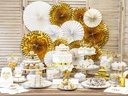 Partydeco Rosetten Zweifarbig 4 Stück, Weiss/Gold