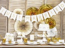 Partydeco Rosetten Zweifarbig 4 Stück, Weiss/Gold