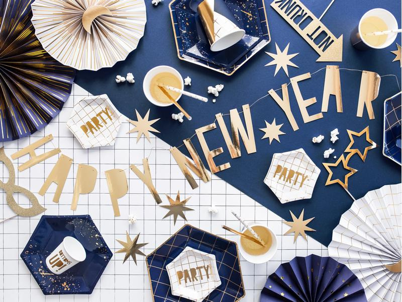 Partydeco Rosetten Zweifarbig 4 Stück, Weiss/Gold