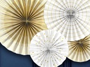 Partydeco Rosetten Zweifarbig 4 Stück, Weiss/Gold
