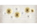 Partydeco Rosetten Zweifarbig 4 Stück, Weiss/Gold
