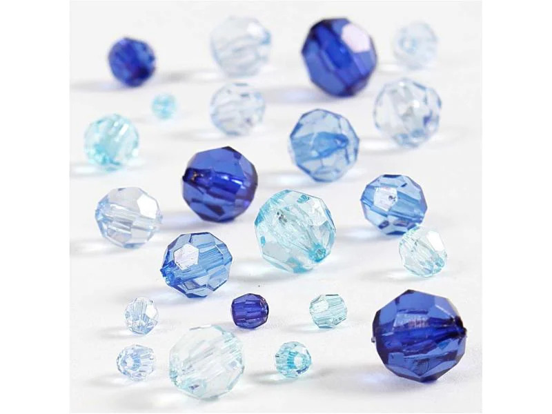Creativ Company Facettenperlen 4-12 mm Blau, 170 Stück