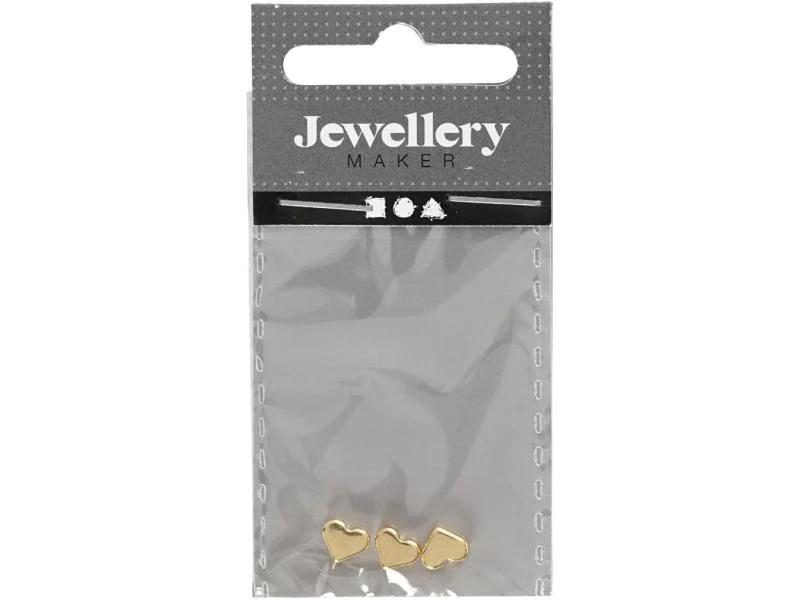 Creativ Company Perlen Herz, 7 mm, Vergoldet, 3 Stk.