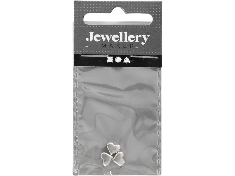 Creativ Company Perlen Herz, 7 mm, Versilbert, 3 Stk.