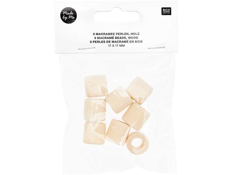 Rico Design Holzperlen Makramee Nature, 8 Stück