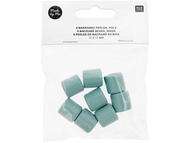 Rico Design Holzperlen Makramee Türkis, 8 Stück