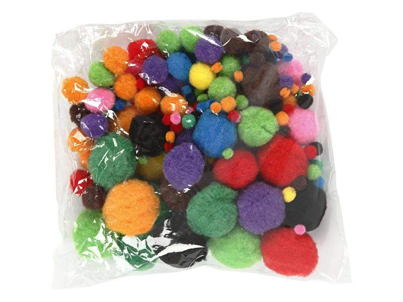 Creativ Company Pompon 5-40 mm 150 Stück, farbig assortiert