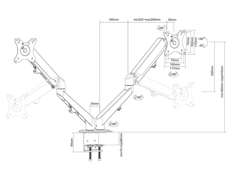 Neomounts by NewStar Tischhalterung DS70-700BL2 bis 7 kg – Schwarz
