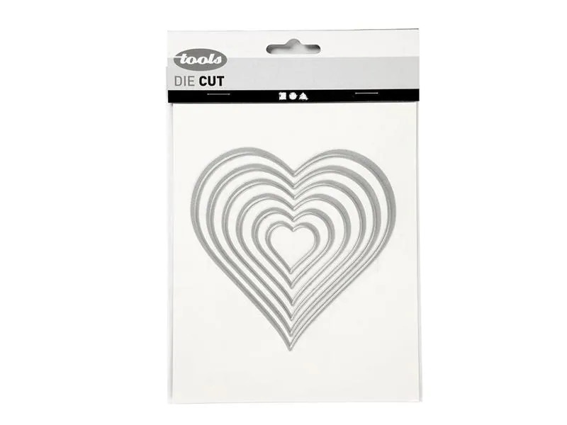 Creativ Company Stanzschablone 2.5 x 3 - 10 x 11 cm, Herzen