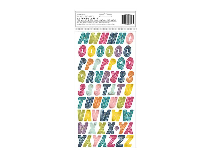American Crafts 3D-Sticker Alphabet 130 Stück