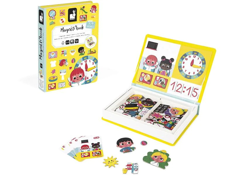Janod Beschäftigungsspielzeug Magnetbuch Lerne die Uhr