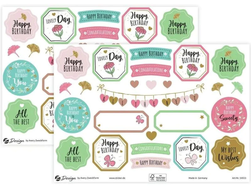 Avery Zweckform Motivsticker A5 DEKO Happy Birthday