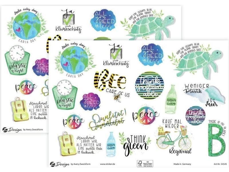 Avery Zweckform Motivsticker A5 Lettering Umweltsprüche