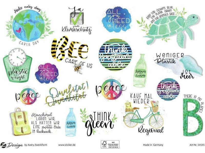 Avery Zweckform Motivsticker A5 Lettering Umweltsprüche