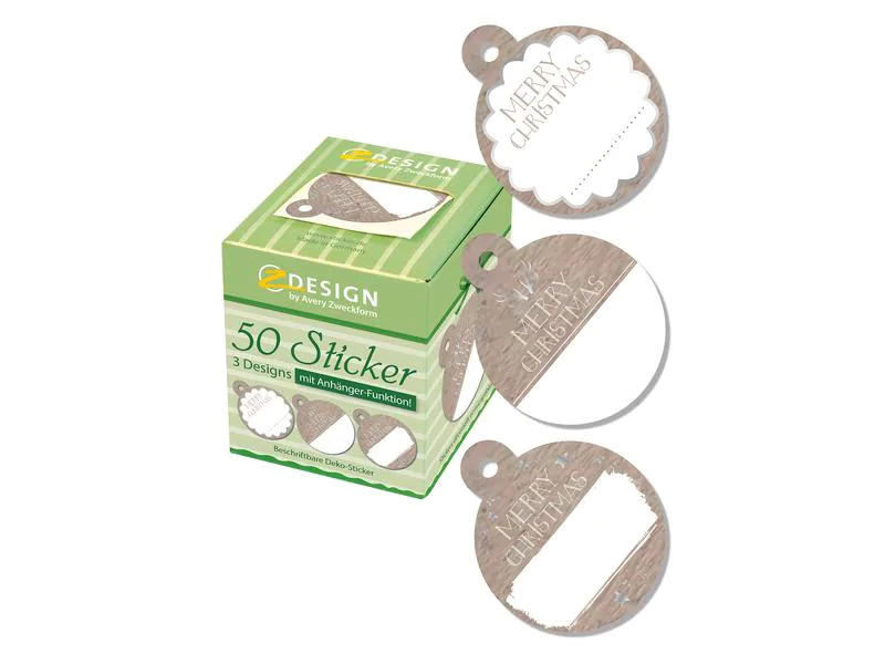 Avery Zweckform Sticker auf Rolle Geschenk 50 Stück Braun/Weiss