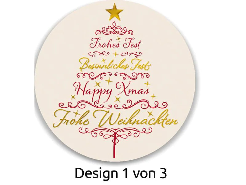 Avery Zweckform Sticker auf Rolle Tannenbaum 50 Stück Gold/Rot