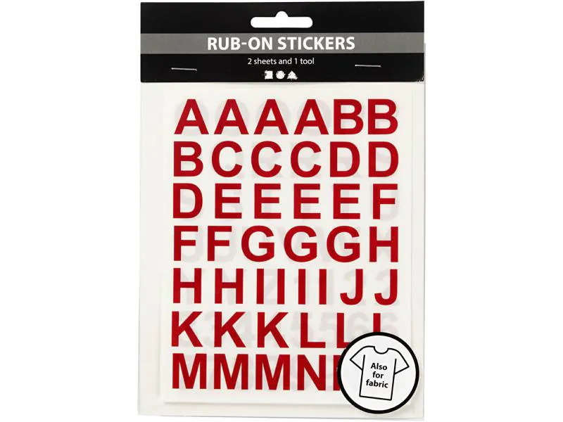 Creativ Company Motivsticker Rub-on Buchstaben &amp; Zahlen Rot, 1 Blatt