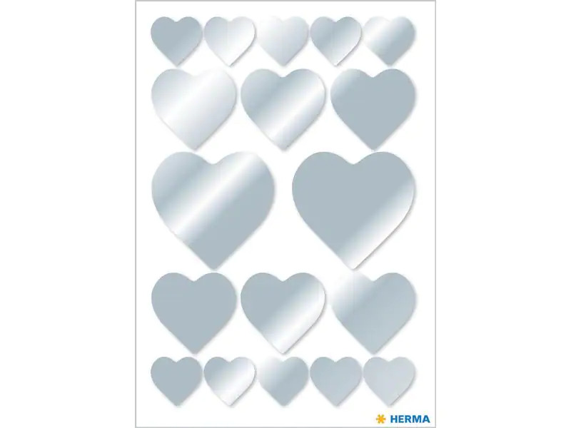 HERMA Metallic Sticker Herzen Silber 36 Stück Silber
