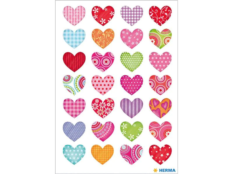 HERMA Motivsticker Bunte Herzen 84 Stück Mehrfarbig