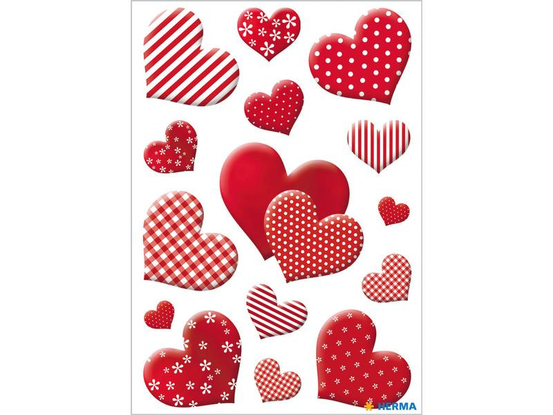 HERMA Motivsticker Herzen Blümchen 45 Stück Rot