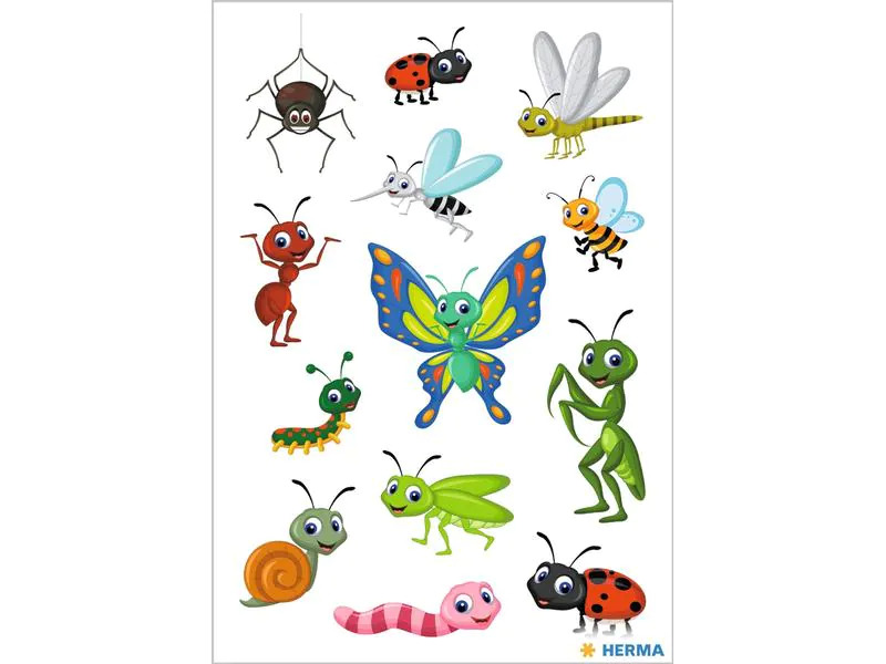 Herma Stickers Motivsticker Krabbeltiere 3 Blatt à 30 Sticker Mehrfarbig