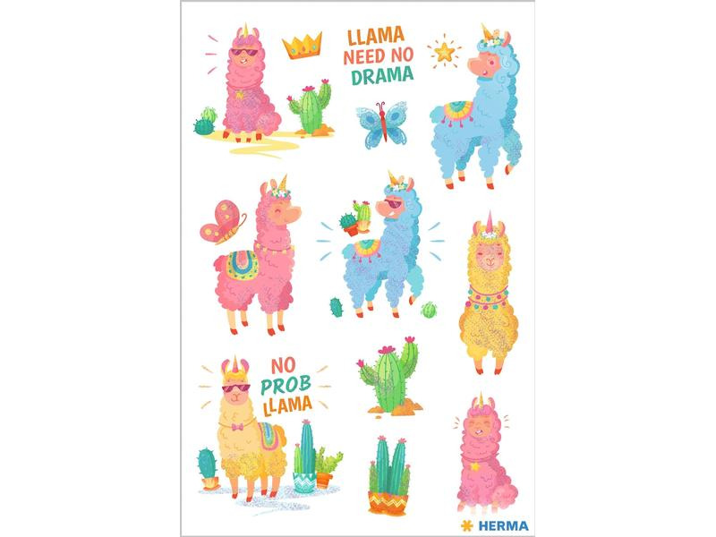 Herma Stickers Motivsticker Lama 2 Blatt à 20 Sticker Mehrfarbig