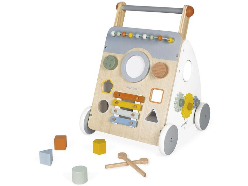 Janod Lauflernhilfe Sweet Cocoon Multiaktivitätswagen aus Holz