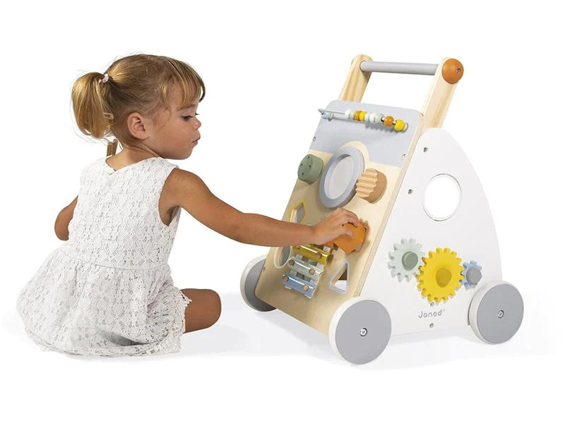 Janod Lauflernhilfe Sweet Cocoon Multiaktivitätswagen aus Holz