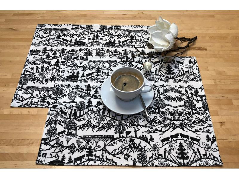 Hubatka Tischdecke Swissness 35 x 42 cm, Schwarz/Weiss