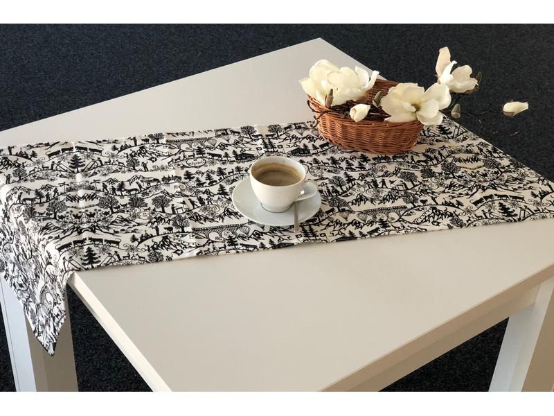 Hubatka Tischläufer Swissness 48 x 135 cm, Schwarz/Weiss