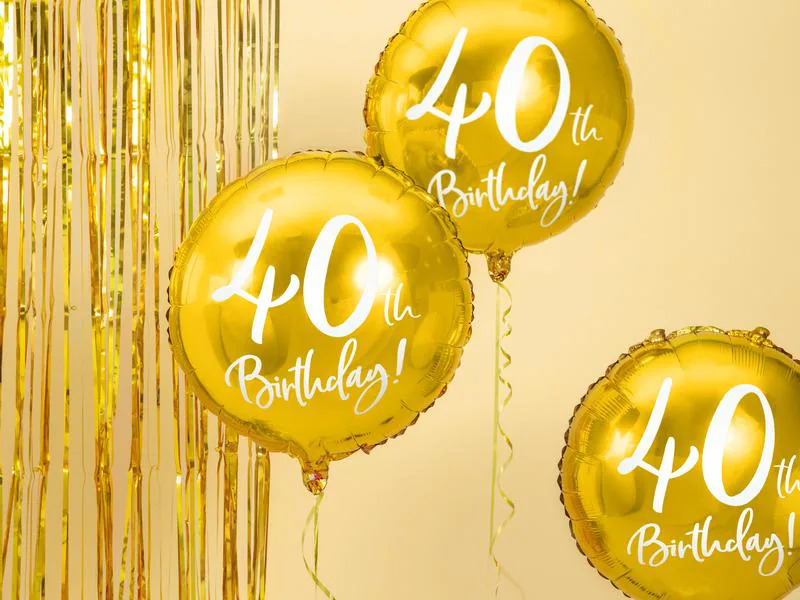 Partydeco Folienballon 40th Birthday Gold/Weiss